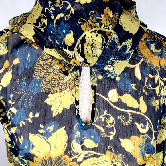 Boho Chic Soft Surroundings Keyhole Collar Button Up Blouse Size L - Picture 4 of 16